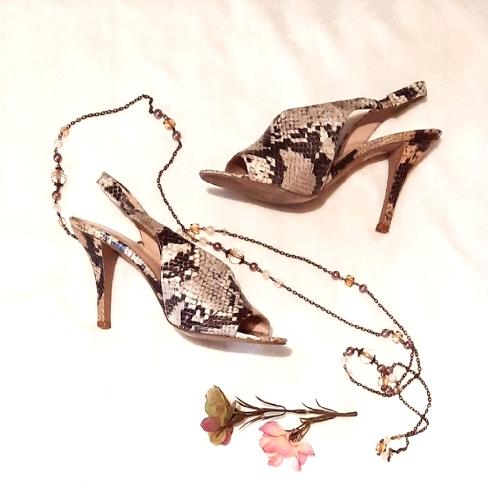 NINE WEST Snakeskin Slingback Heels